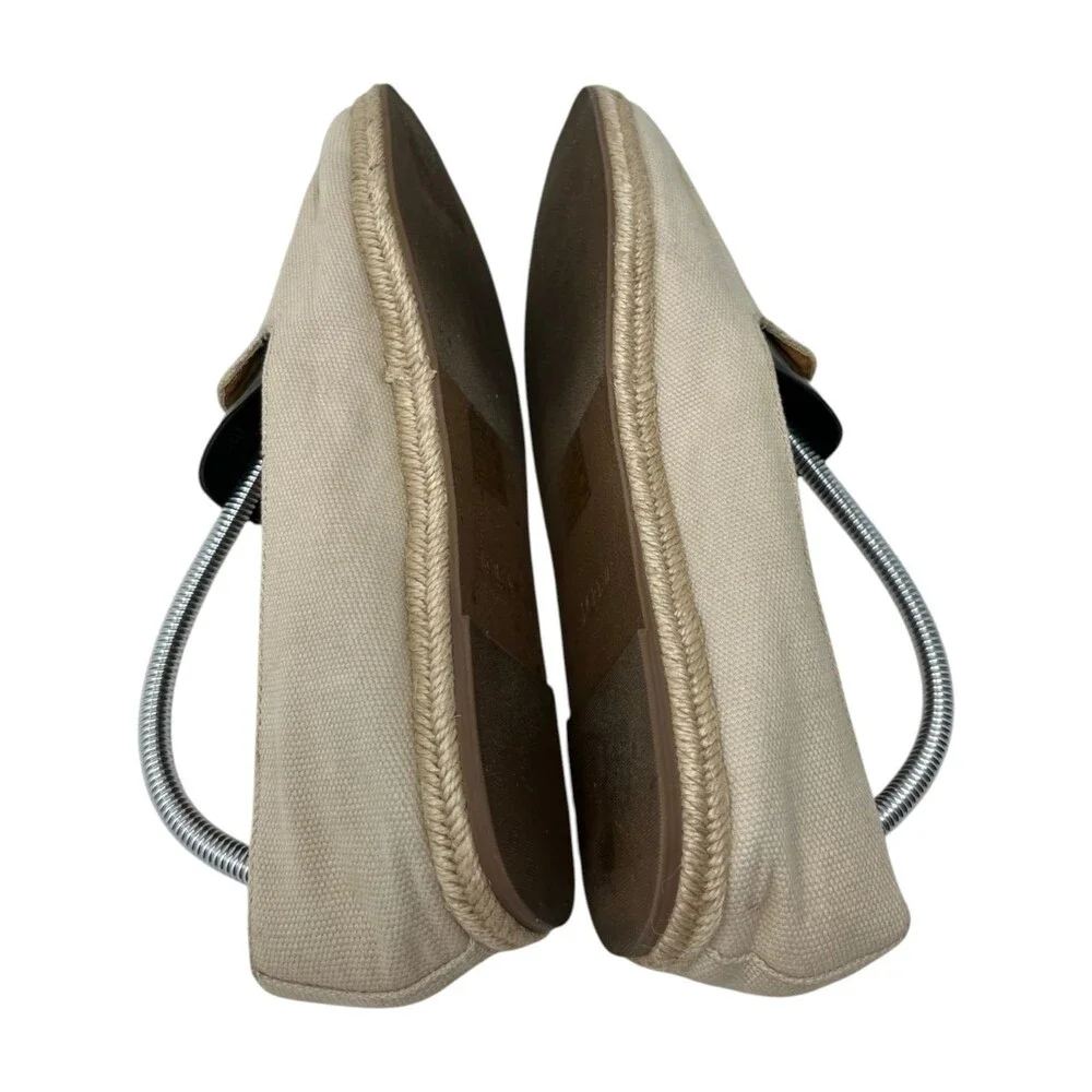 J.Crew Flats Shoes Women's Size 11 Beige Canvas Palm Tree Coconut Espadrille